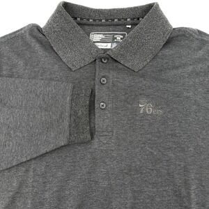 Cutter Buck Men's Large CB DryTec Long Sleeve Polo Shirt 76ers Logo Gray casual